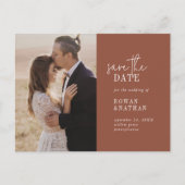 Invitation Carte Postale Moderne chic en terre cuite rouille QR Code Enregi (Devant)