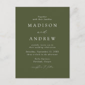 Invitation Carte Postale Moderne Elegant Olive Green QR Code Mariage (Devant)