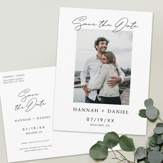Invitation Carte Postale Moderne Enregistrer la date Photo Mariage Inviter