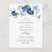 Invitation Carte Postale Moderne Floral verdure Dusty Blue Mariage (Devant)