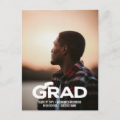 Invitation Carte Postale Moderne Gras Script Minimal Photo Graduation Party (Devant)