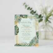 Invitation Carte Postale Moderne Green Tropical Feuilles Moderne (Debout devant)