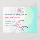 Invitation Carte Postale Moderne Hot Rose Aqua Graduation Open House Invita (Dos)