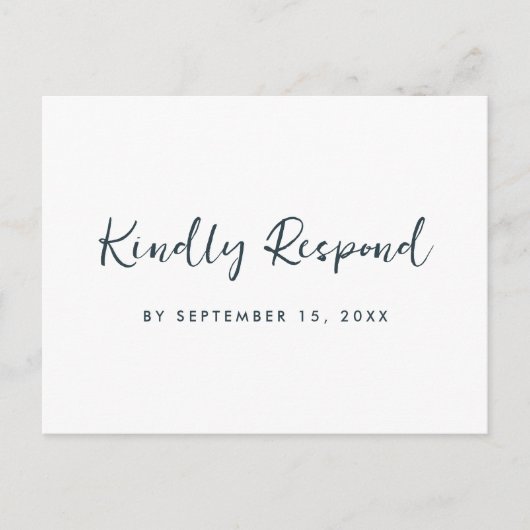 Invitation Carte Postale Moderne Minimal Bleu Rsvp Design Script Repas Choi (Devant)