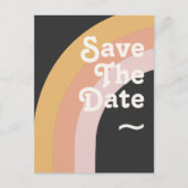 Invitation Carte Postale Moderne Retro 70's Rainbow Dark Enregistrer la dat (Devant)