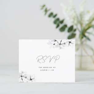 Invitation Carte Postale Moderne simple Magnolias Mariage RSVP choix de rep