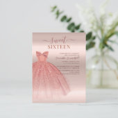 Invitation Carte Postale Moderne Sweet 16 Parties scintillant Script Rose O (Debout devant)