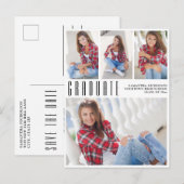Invitation Carte Postale Moderne tendance blanche Graduation 4 Photo Collag (Devant / Derrière)