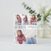 Invitation Carte Postale Moderne tendance blanche Graduation 4 Photo Collag (Debout devant)