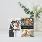 Invitation Carte Postale Moderne trois Mariage de script photo Merci (Debout devant)