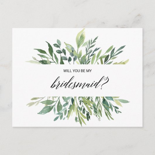 Invitation Carte Postale Moderne verdure Botanique Foliage Bridesmaid (Devant)