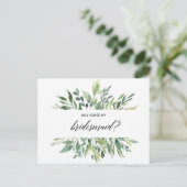 Invitation Carte Postale Moderne verdure Botanique Foliage Bridesmaid (Debout devant)