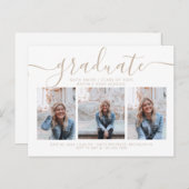 Invitation Carte Postale Modernité Script Calligraphie Graduation 3 Photo (Devant / Derrière)