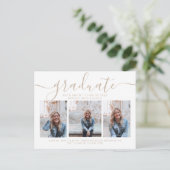 Invitation Carte Postale Modernité Script Calligraphie Graduation 3 Photo (Debout devant)