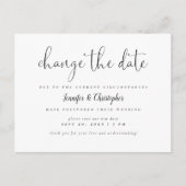 Invitation Carte Postale Modifier La Date Mariage De Script B&W Postponton (Devant)
