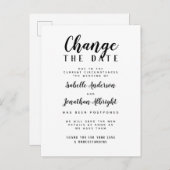 Invitation Carte Postale Modifier La Date Mariage Reporté Noir & Blanc (Devant / Derrière)