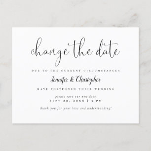 Invitation Carte Postale Modifier Le Report Du Mariage De Script De Date B&