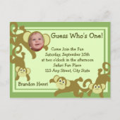 Invitation Carte Postale Mon petit singe/ Photo (Devant)