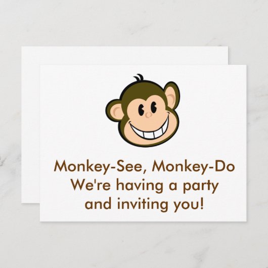Invitation Carte Postale Monkey Party (Devant / Derrière)