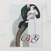 INVITATION CARTE POSTALE MONOGRAMME DE MARIAGE ROMANTIQUE ET DE GROUPE (Devant)