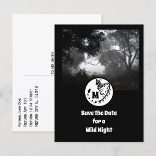Invitation Carte Postale Monogramme de silhouette de gros génet tacheté