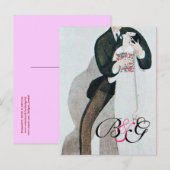 INVITATION CARTE POSTALE MONOGRAMME DU MARIAGE DU MARI ET DE LA MARIÉE ROMA (Devant / Derrière)