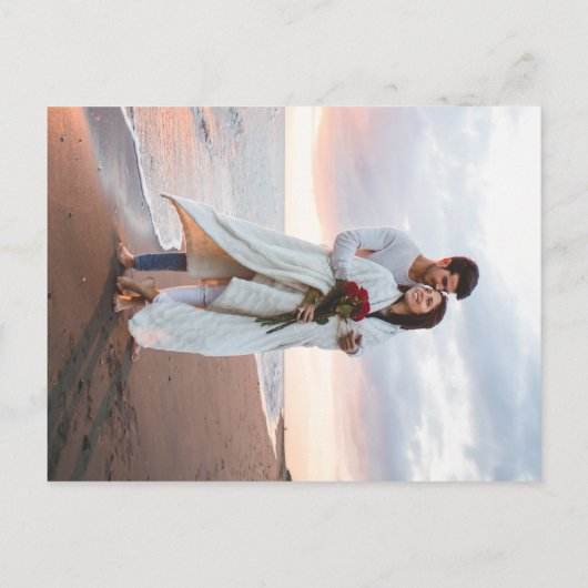 Invitation Carte Postale Monogramme minimal | Mariage Gold Wreath (Dos)