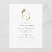 Invitation Carte Postale Monogramme minimal | Mariage Gold Wreath (Devant)