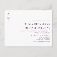 Monogramme minimaliste violet Mariage de code QR