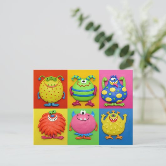 Invitation Carte Postale Monster Party (Debout devant)