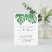Invitation Carte Postale Monstera Tropical Feuille Script élégant Anniversa (Debout devant)
