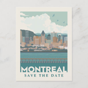 Invitation Carte Postale Montréal, Canada   Ligne Skyline   Save the date