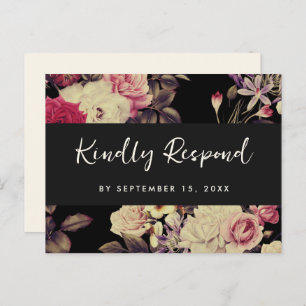 Invitation Carte Postale Moody Floral Rsvp Joli Script Repas Choix