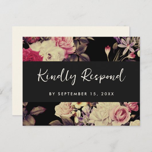 Invitation Carte Postale Moody Floral Rsvp Joli Script Repas Choix (Devant / Derrière)