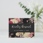 Invitation Carte Postale Moody Floral Rsvp Joli Script Repas Choix (Debout devant)