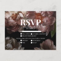 Moody foncé rose floral choix repas mariage RSVP
