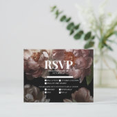 Invitation Carte Postale Moody foncé rose floral choix repas mariage RSVP (Debout devant)