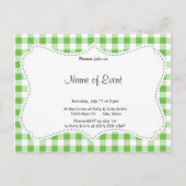 Invitation Carte Postale Motif À damiers vert (Devant)