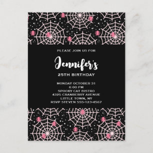 Invitation Carte Postale Motif de toiles d'araignées et d'araignées pour Ha