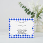 Invitation Carte Postale Motif En vichy bleu (Debout devant)