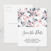 Invitation Carte Postale Motif floral rose et gris Enregistrer la date (Devant / Derrière)