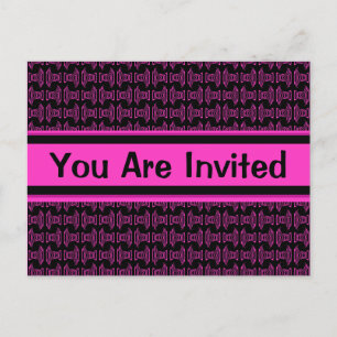 Invitation Carte Postale Motif rose noir