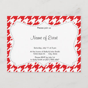 Invitation Carte Postale Motif rouge et blanc Houndstooth