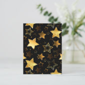 Invitation Carte Postale Motif sans couture avec des étoiles dorées (Debout devant)