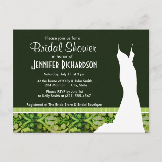 Invitation Carte Postale Motif vintage vert foncé (Devant)