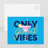 Invitation Carte Postale Motivationnel seulement bonnes vibrations cocktail (Devant / Derrière)