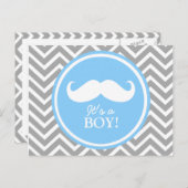 Invitation Carte Postale Moustache chevron bébé douche (Devant / Derrière)