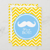 Invitation Carte Postale Moustache chevron bébé douche (Devant / Derrière)