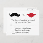 Invitation Carte Postale Moustache et lèvres RSVP (Devant / Derrière)