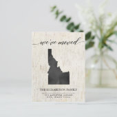 Invitation Carte Postale Moving faire-part, État de l'Idaho rustique (Debout devant)